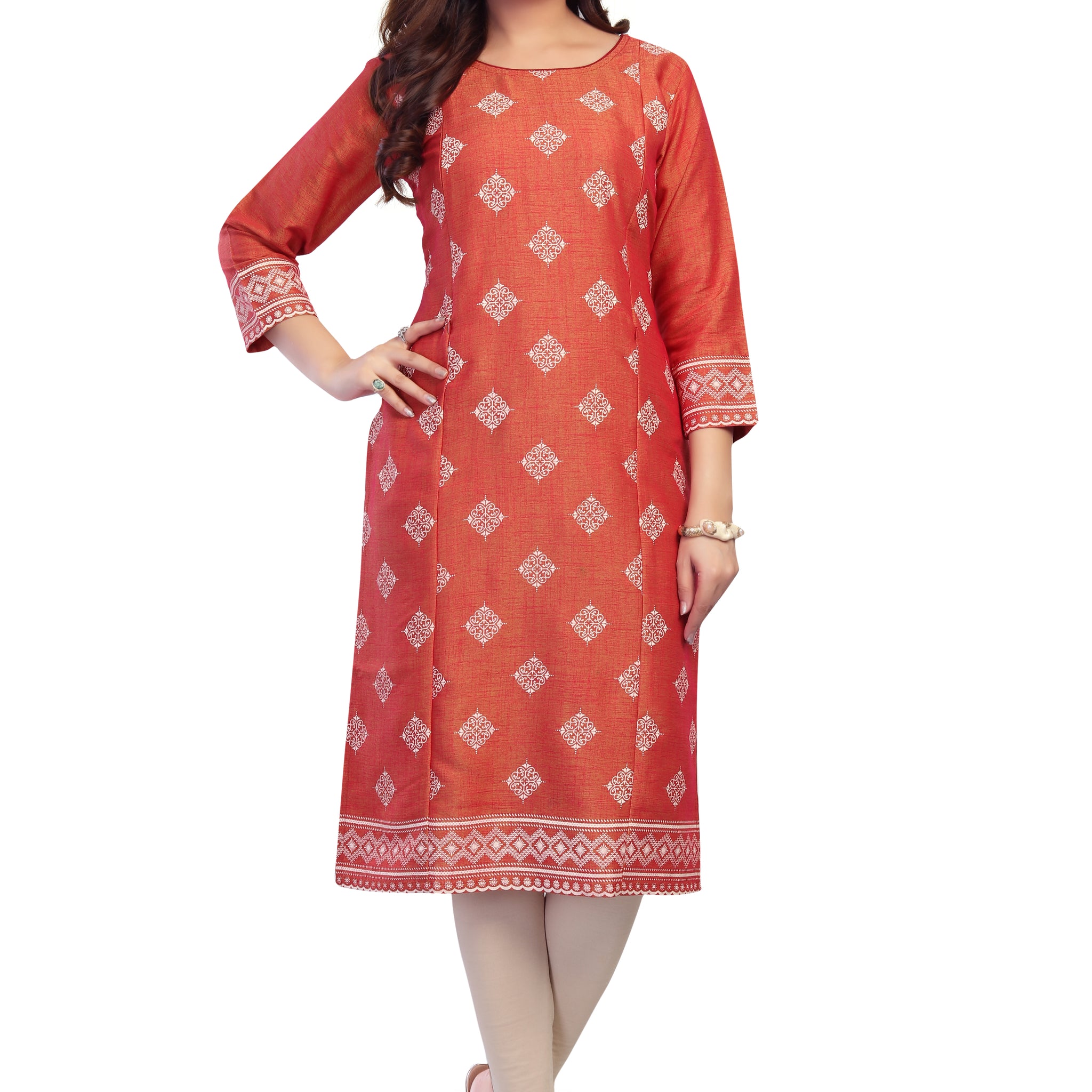 Straight Maternity& Nursing Kurti — Rust Red