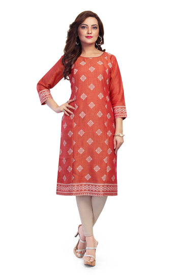 Straight Maternity& Nursing Kurti — Rust Red
