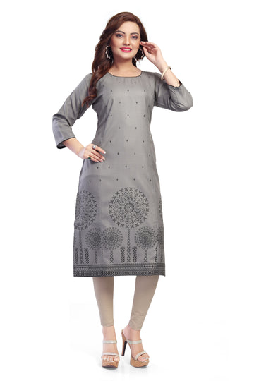 Straight Maternity &  Nursing Kurti — Slate Grey Mandala Print
