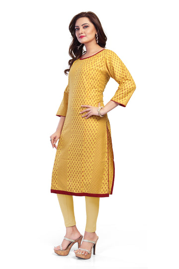 Straight Maternity &  Nursing Kurti — Mustard Yellow Print