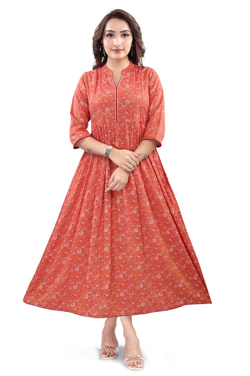 Flared Maternity & Nursing Maxi Dress — Terracotta Floral
