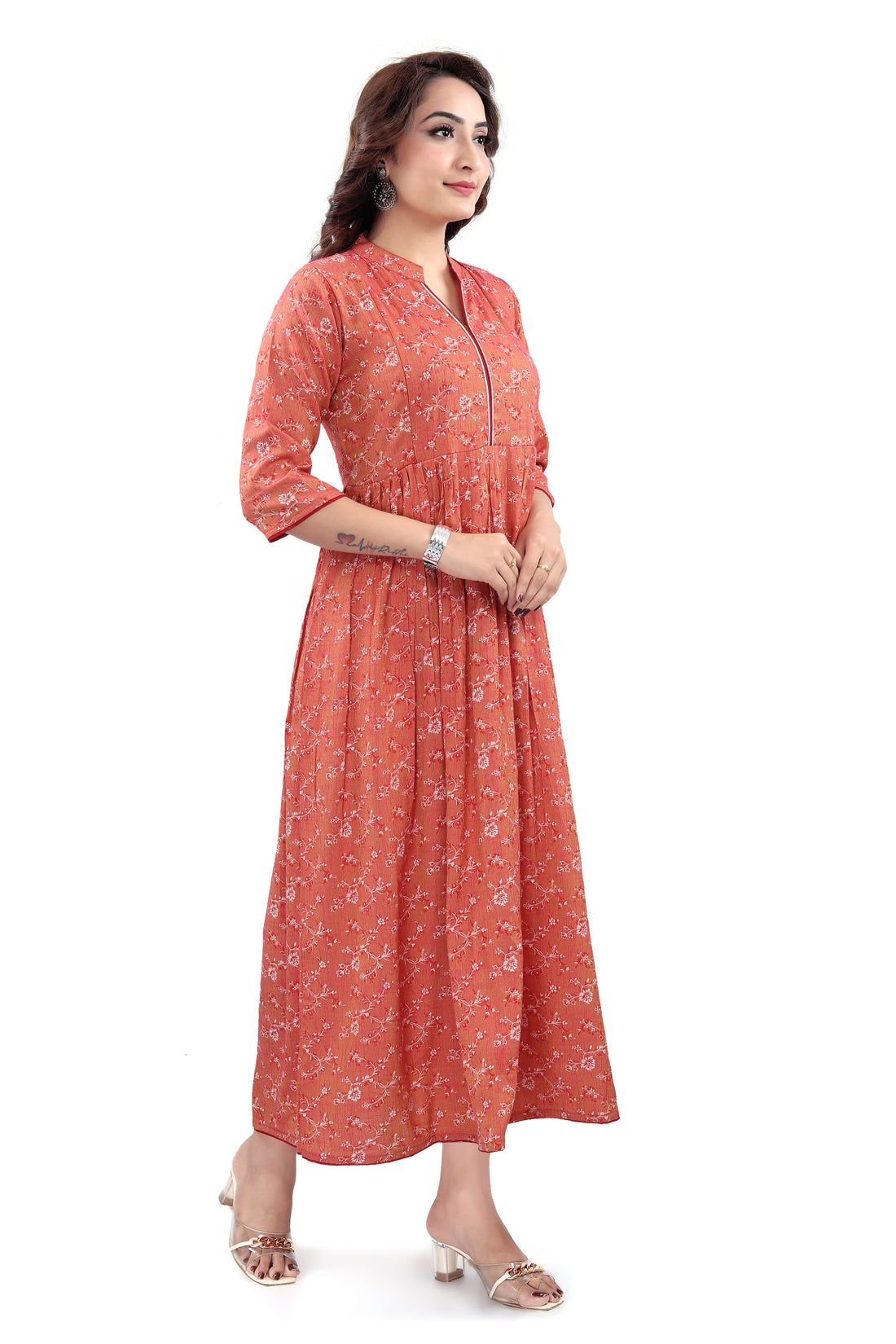 Flared Maternity & Nursing Maxi Dress — Terracotta Floral