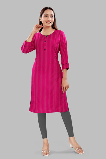 Straight Maternity & Nursing Kurti — Magenta Pink