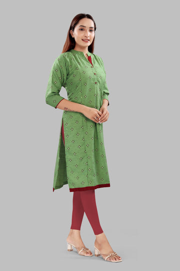 Straight Maternity & Nursing Kurti — Olive Green