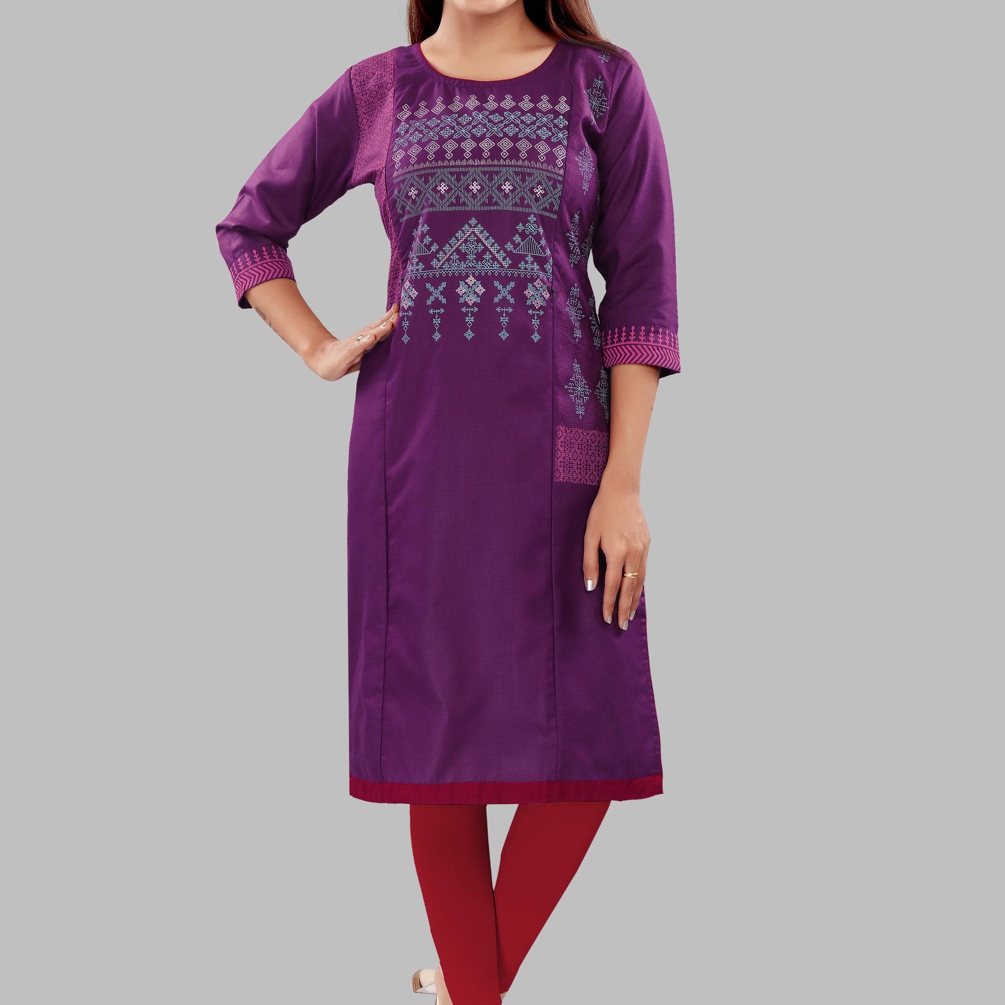 Straight Maternity & Nursing Kurti — Royal Purple