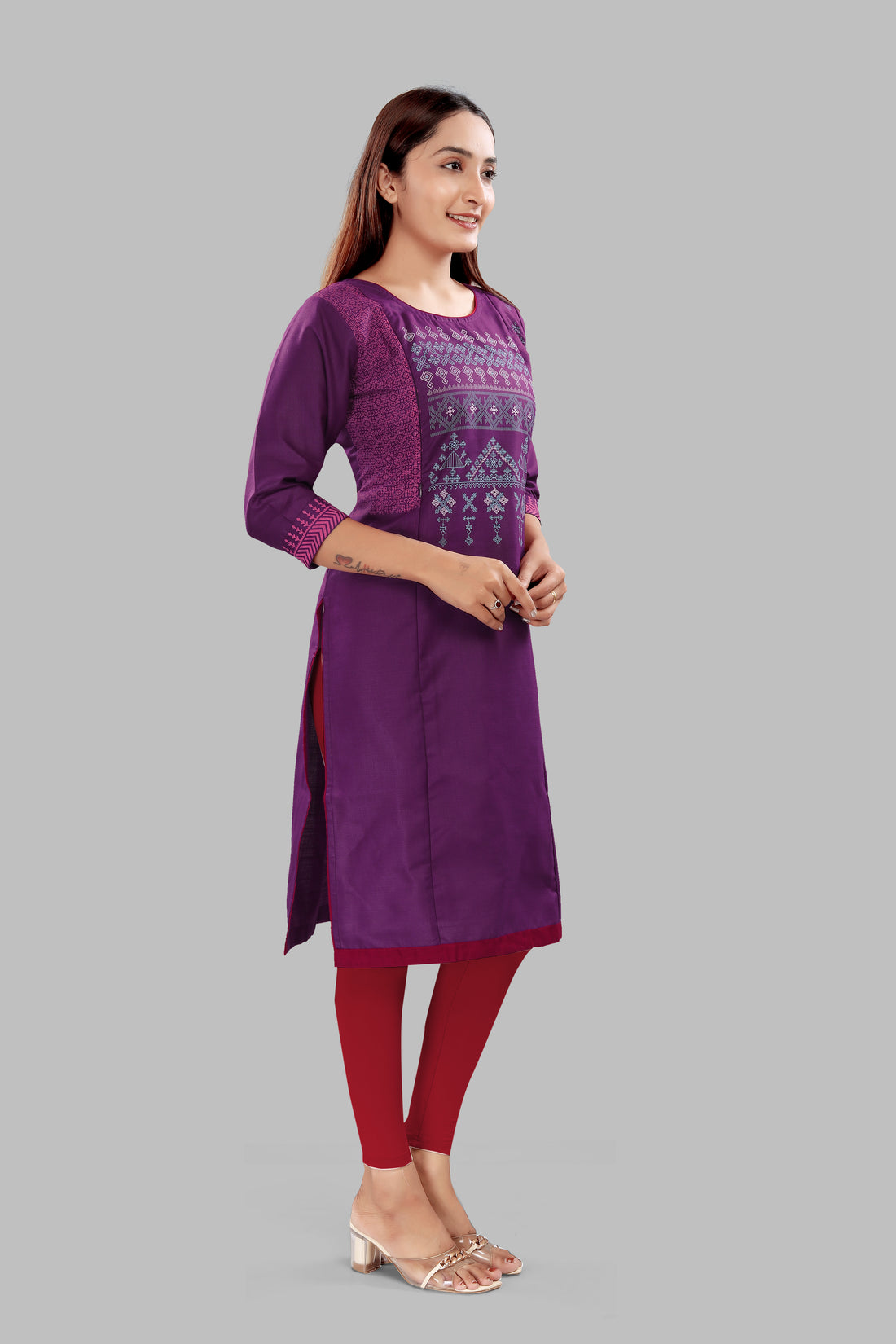 Straight Maternity & Nursing Kurti — Royal Purple