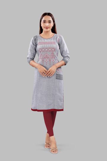 Straight Maternity & Nursing Kurti — Cool Grey