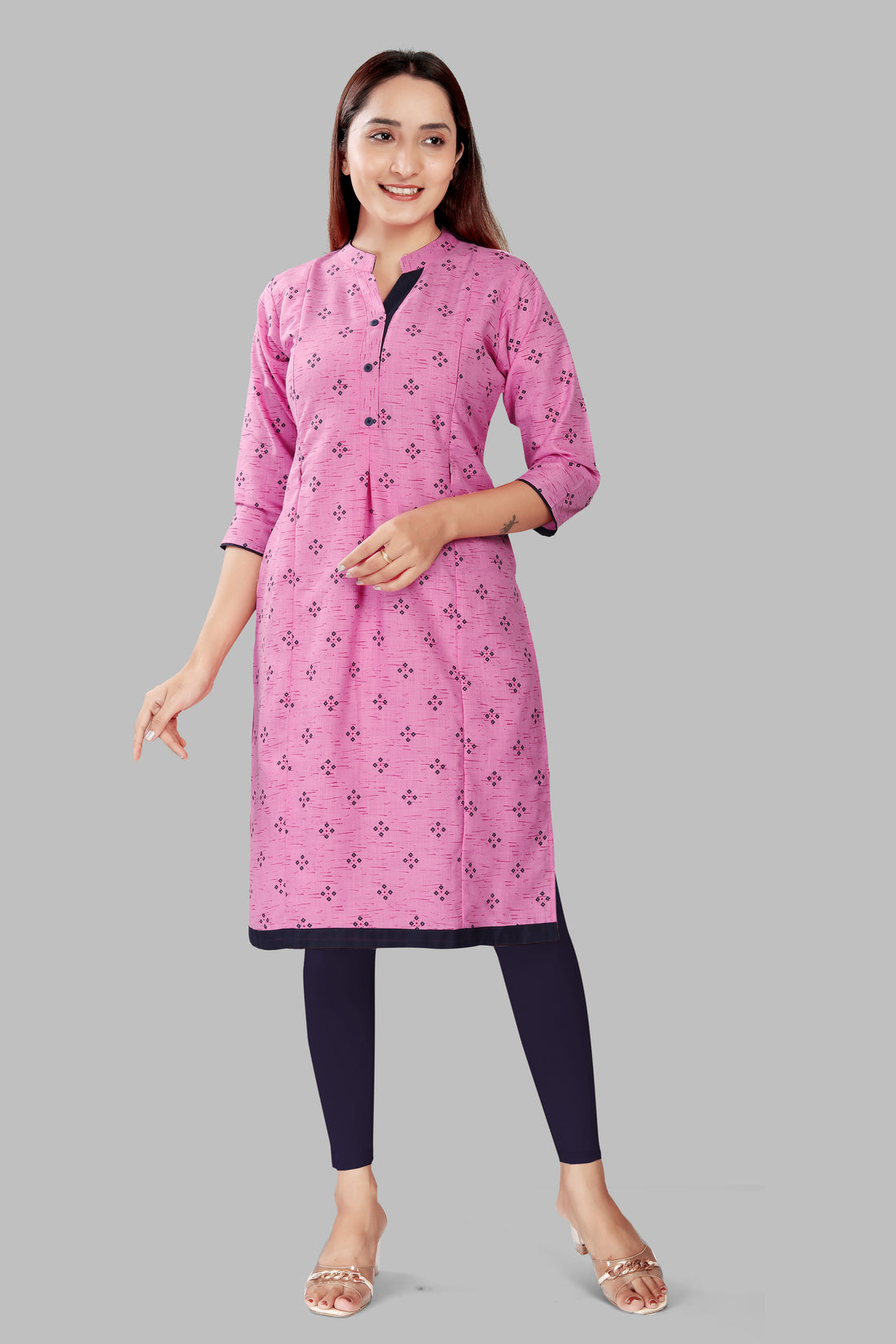 Straight Maternity & Nursing Kurti — Blossom Pink Print