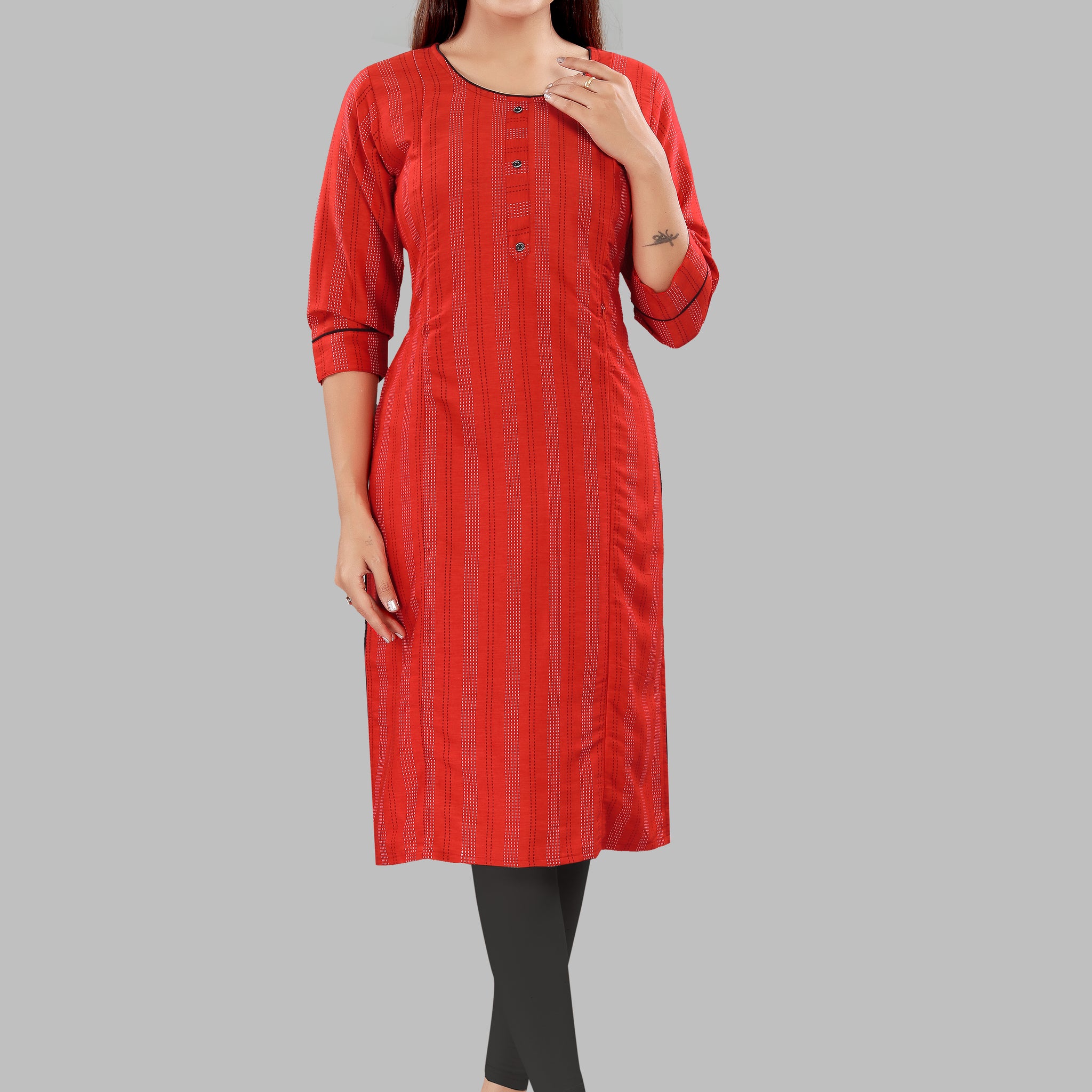 Straight Fit Red Maternity Kurti