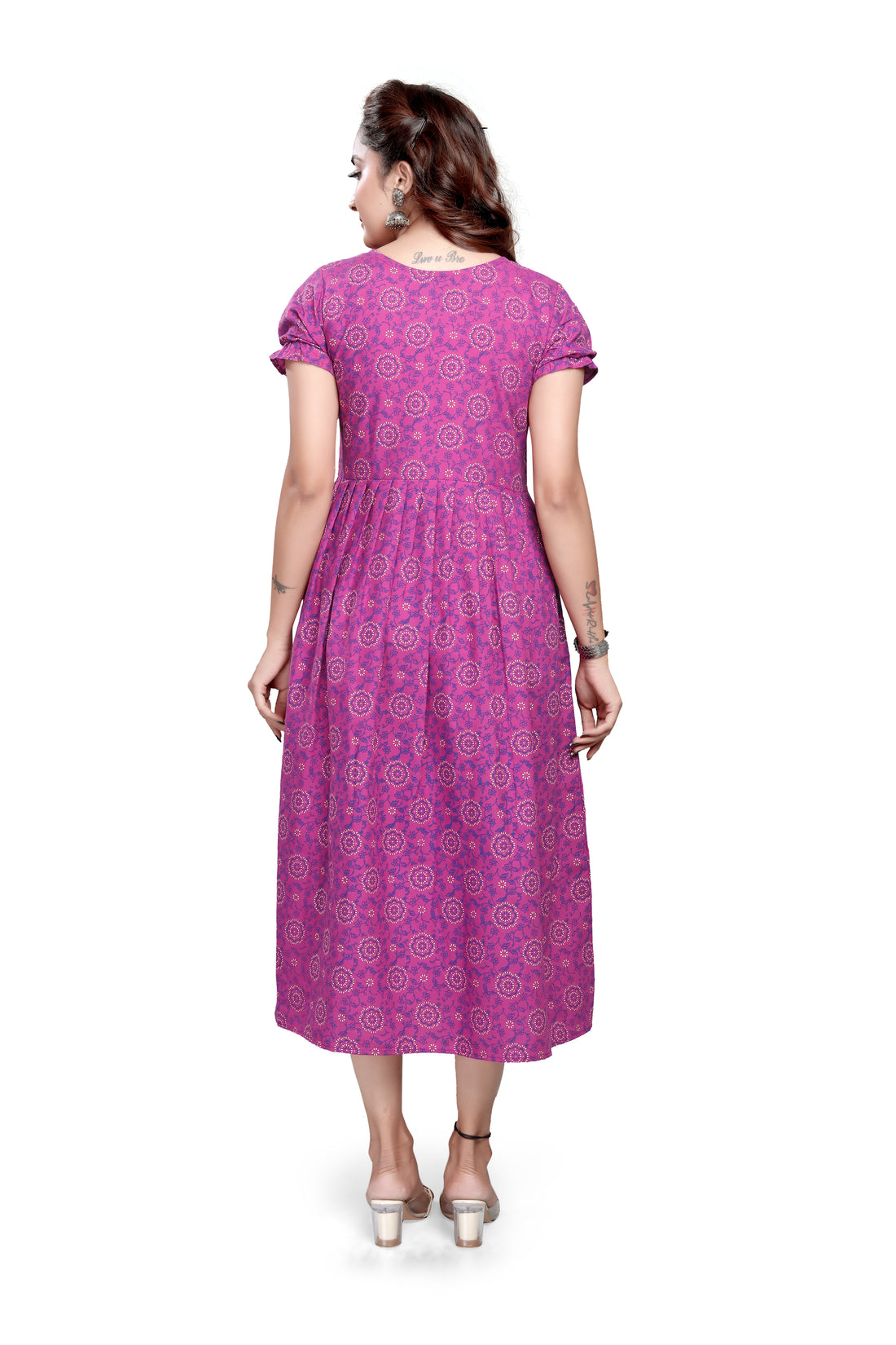 Purple Mandala Printed Cotton Dress