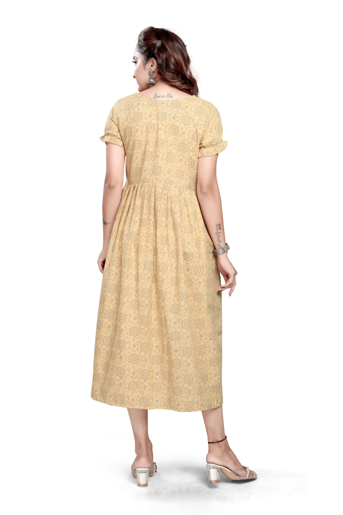 Yellow Printed Cotton Kurti