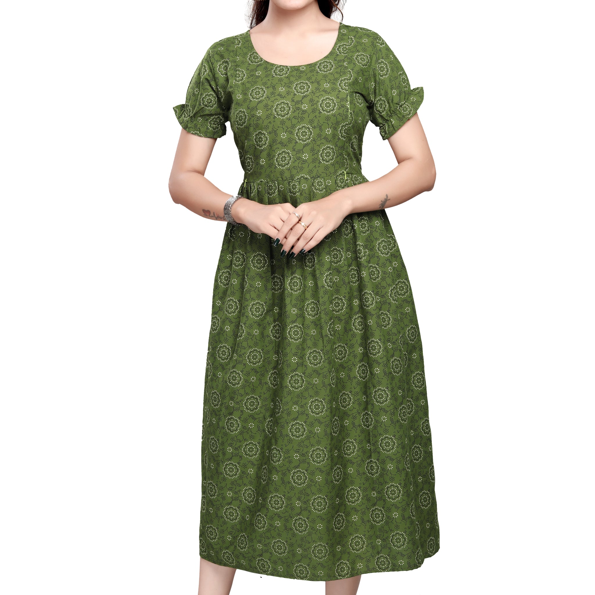 Navy Blue Floral Maternity & Nursing Dress