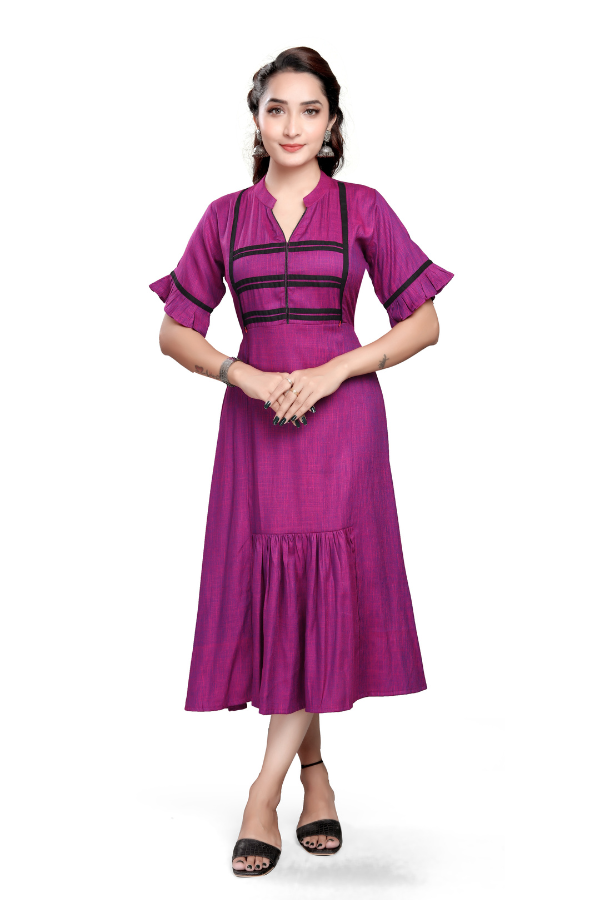Magenta V-Notch with Black Ladder-Lace