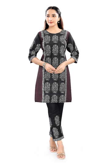 Black &amp; Maroon Ethnic Print