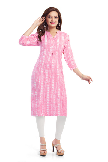 Pink Printed with Notch Neck &amp; Button Plack