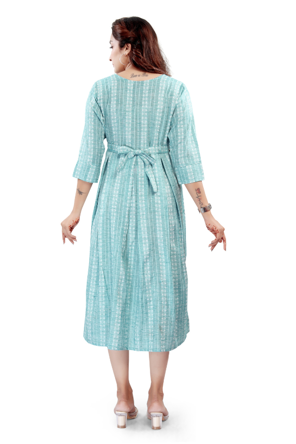 Mint Green Striped Maternity Midi