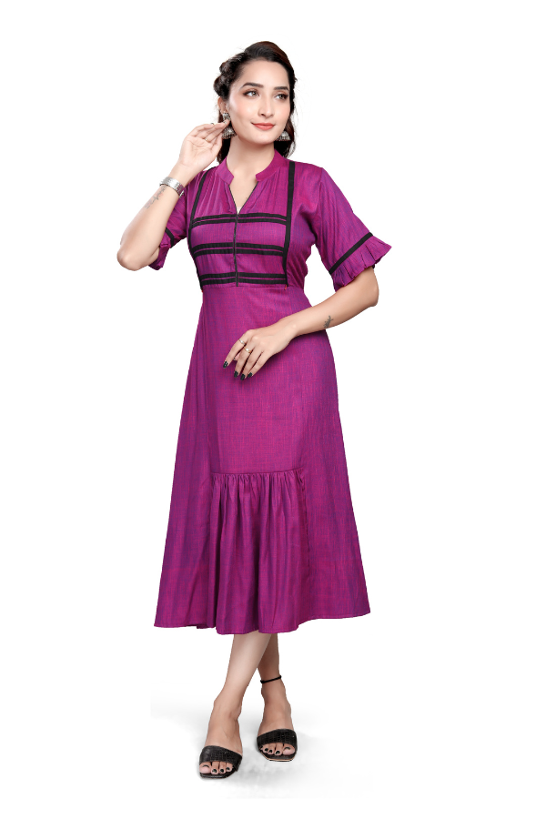 Magenta V-Notch with Black Ladder-Lace
