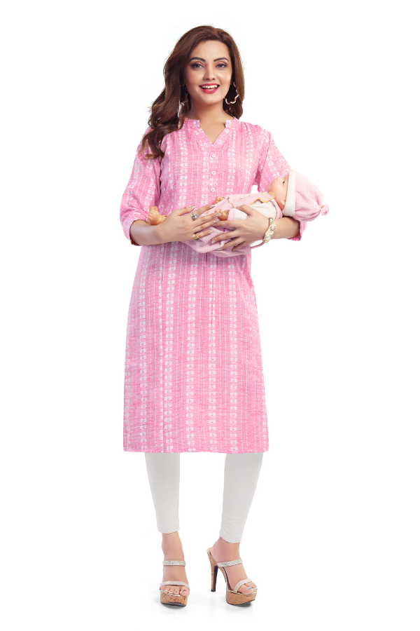 Pink Printed with Notch Neck &amp; Button Plack